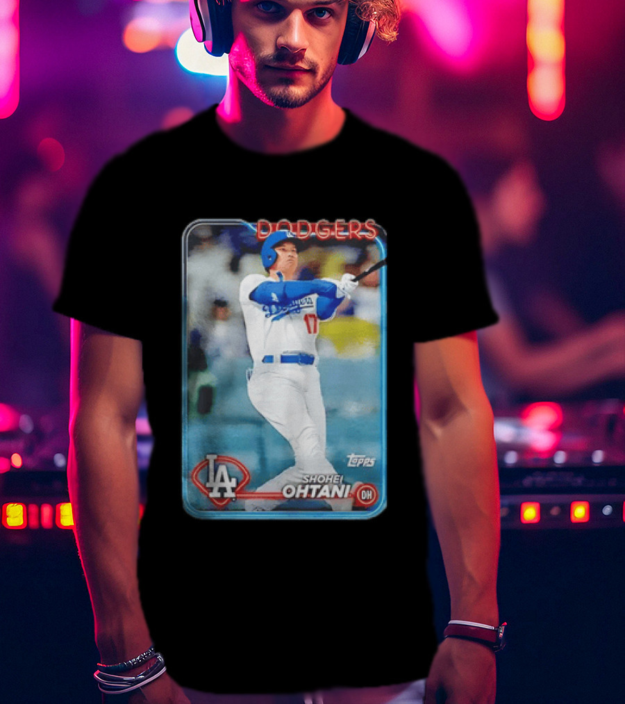 Topps Shohei Ohtani LA Dodgers Batter Neon Script T-Shirt