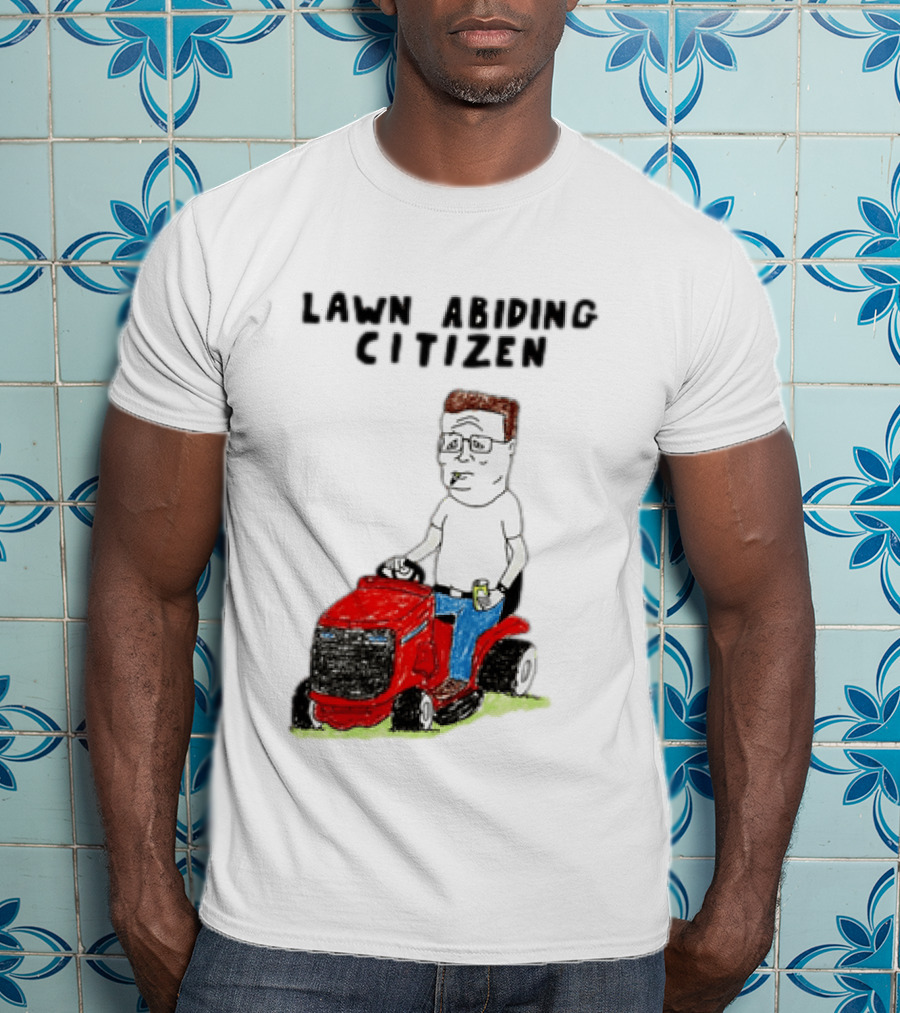 Lawn Abiding Citizen Hank Hill Cartoon Riding Mower Image T-Shirt