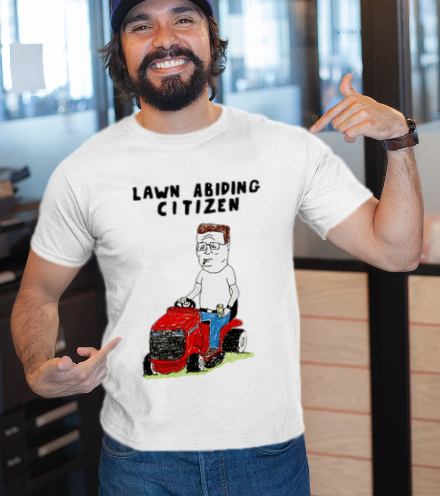 Lawn Abiding Citizen Hank Hill Cartoon Riding Mower Image T-Shirt