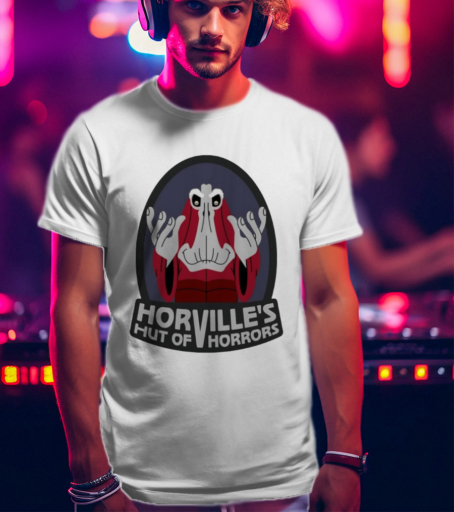 Horville's Hut Of Horrors Angry Red Clad Monster With Creepy Hands T-Shirt