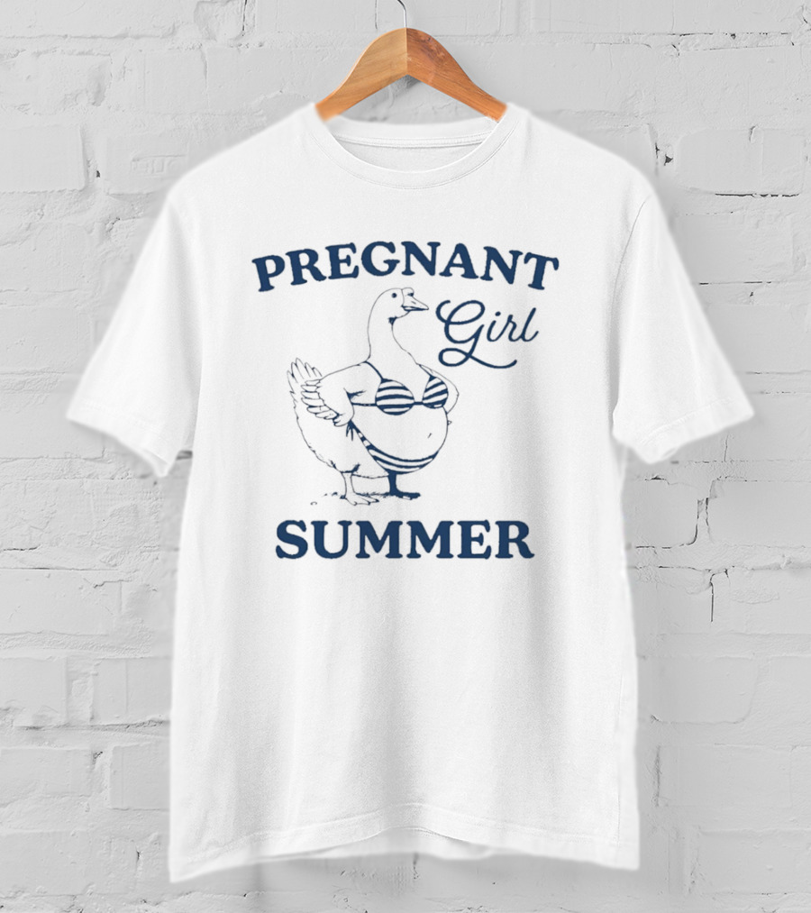 Pregnant Girl Summer Goose In Bikini T-Shirt
