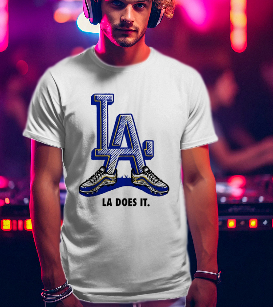 LA Dodgers LA Does It Baseball Footwear T-Shirt