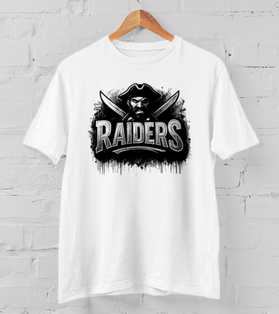 Las Vegas Raiders Distressed Pirate Logo Skull Swords And Raider T-Shirt