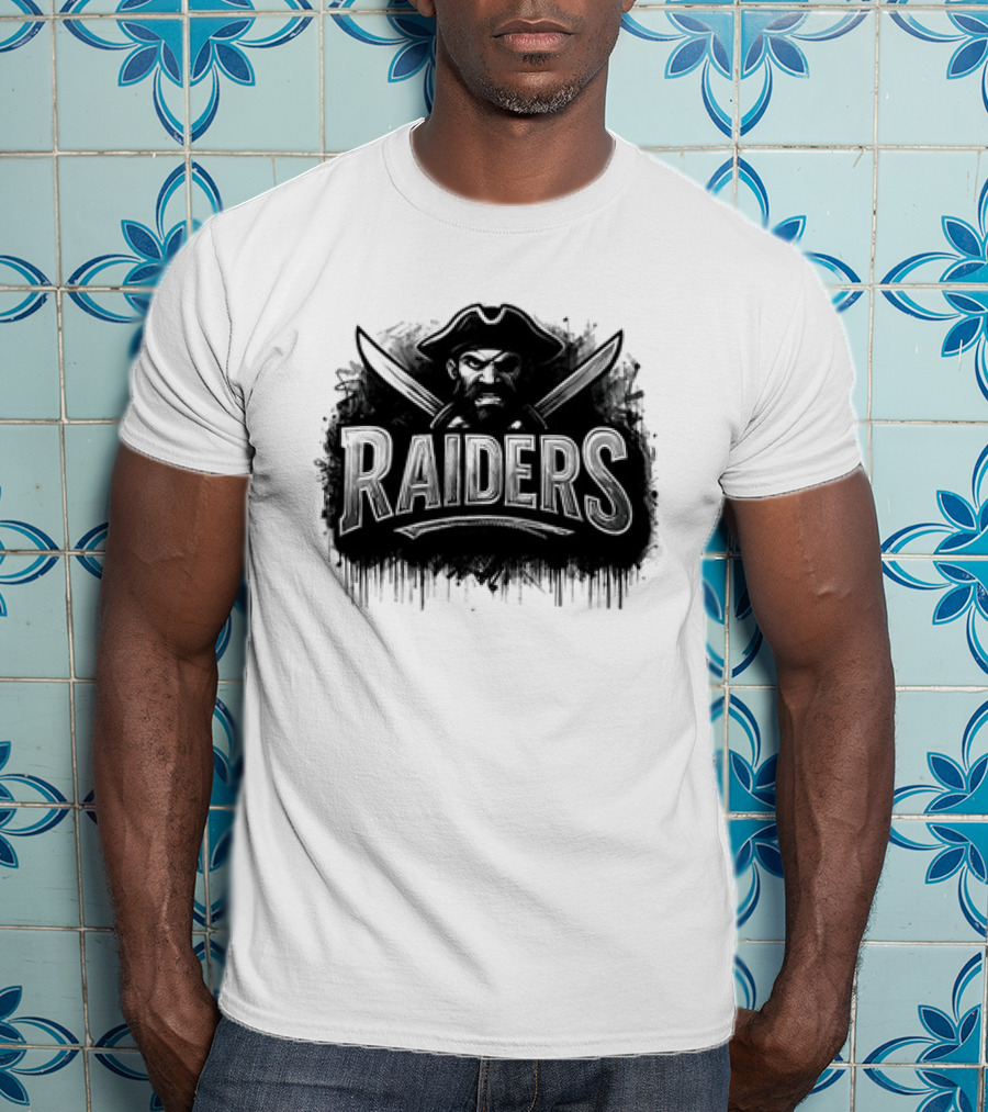 Las Vegas Raiders Distressed Pirate Logo Skull Swords And Raider T-Shirt