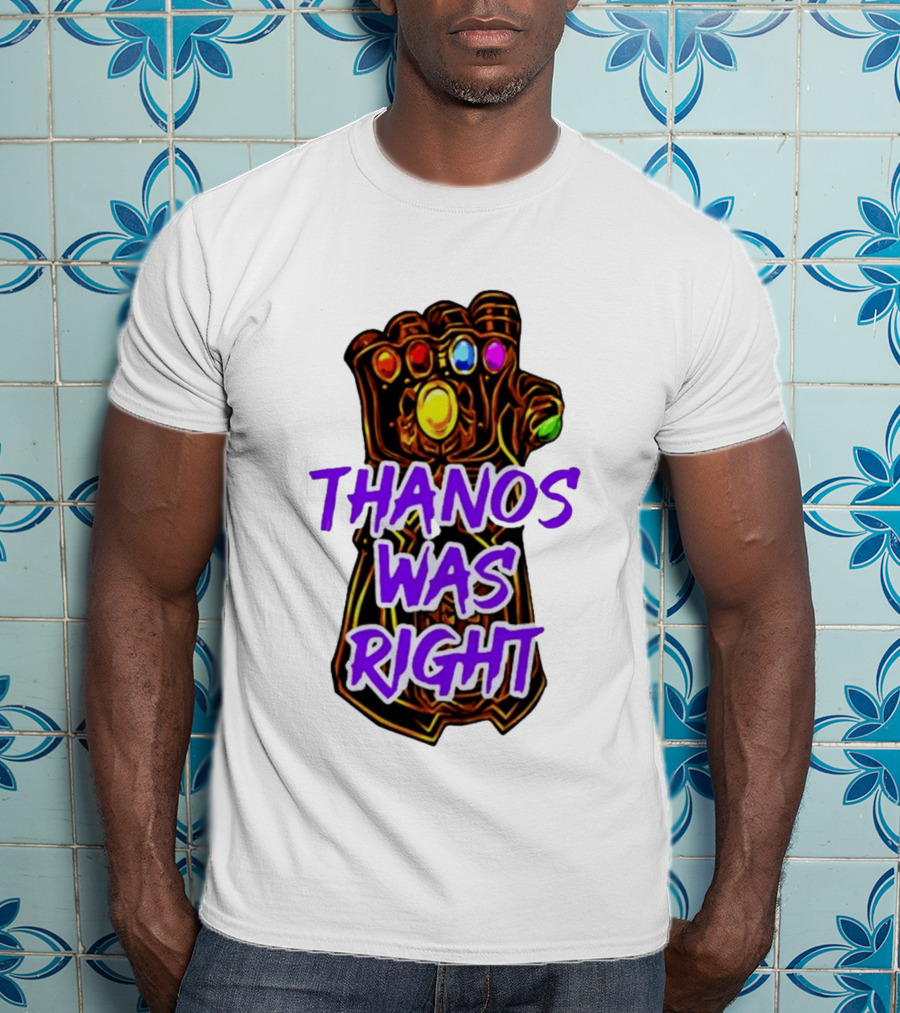 Thanos Was Right Marvel Infinity Gauntlet Bold Purple T-Shirt