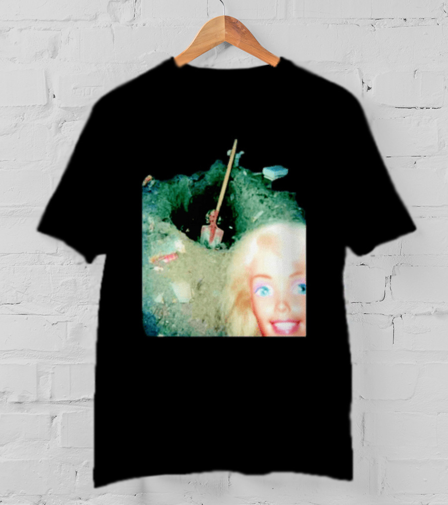 Barbie Doll Digging A Grave Shovel Surreal Scene T-Shirt