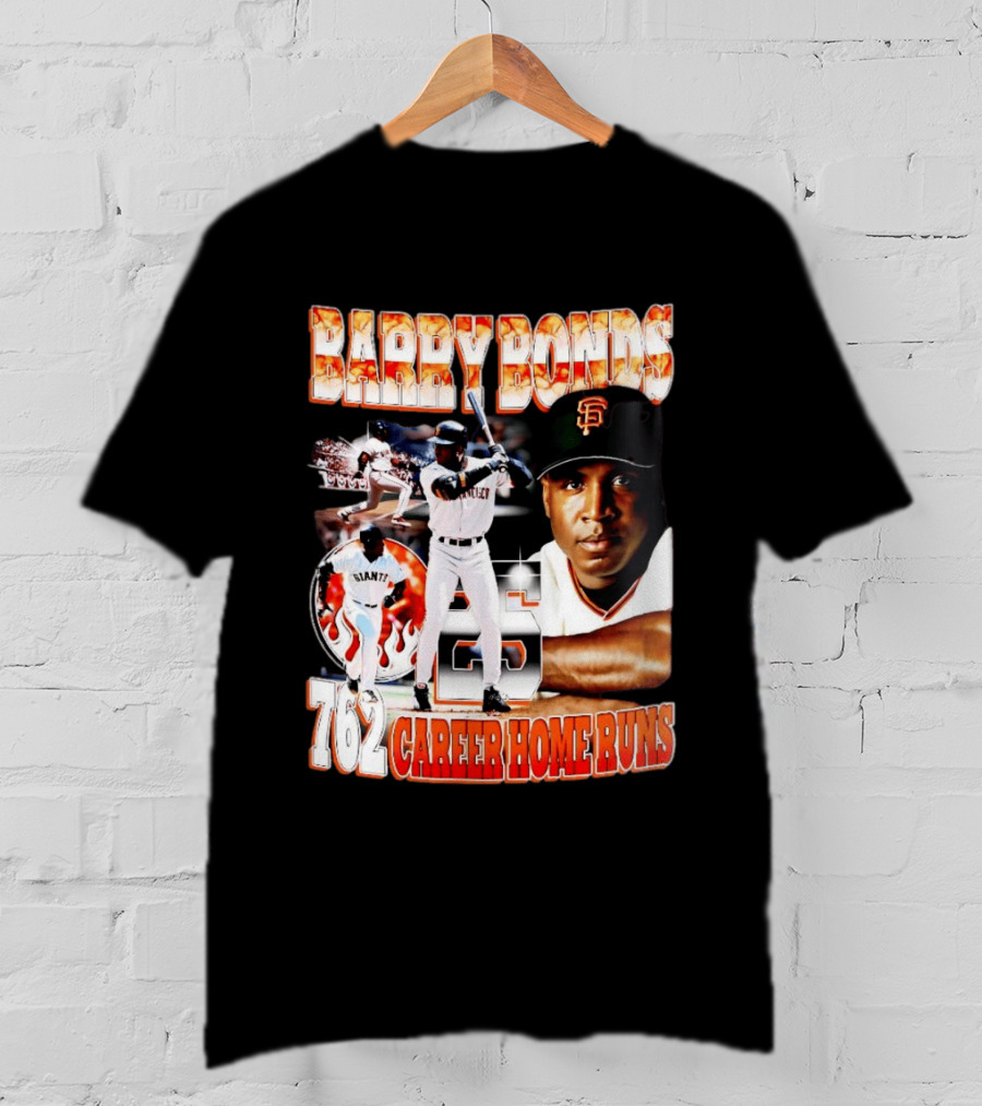 Barry Bonds Giants 25 San Francisco 762 Career Home Runs T-Shirt