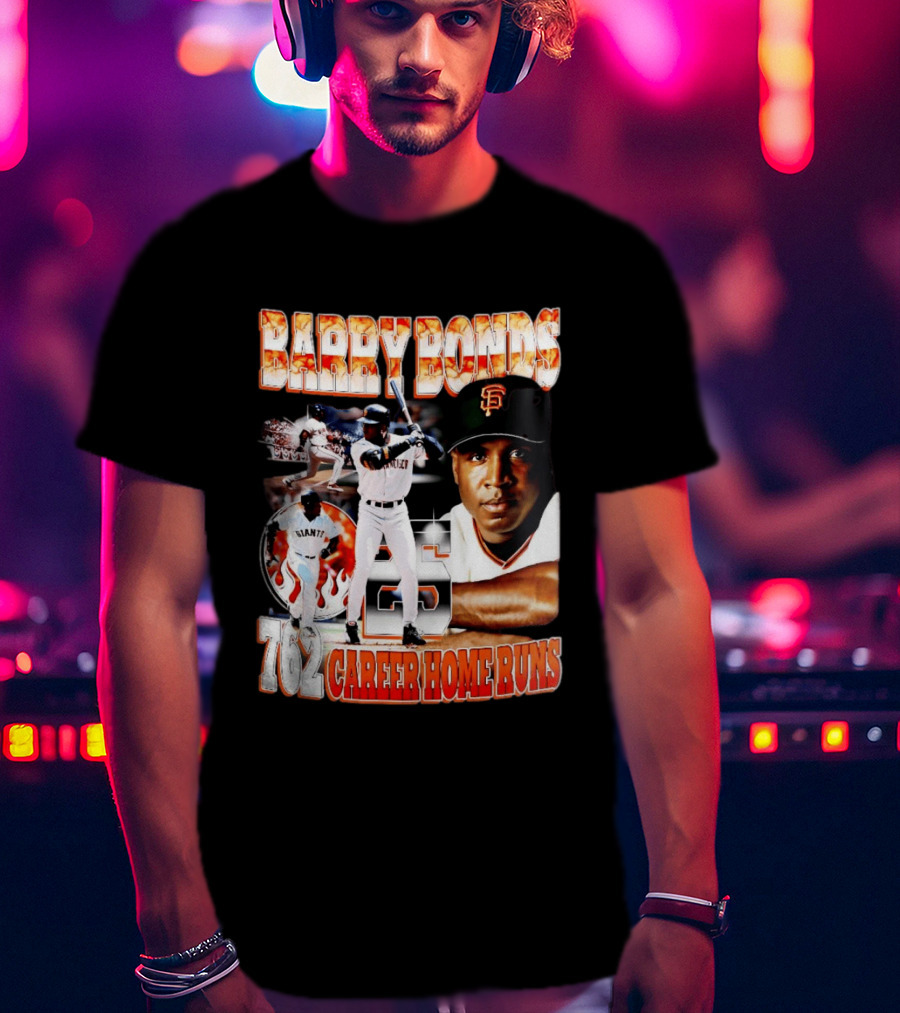 Barry Bonds Giants 25 San Francisco 762 Career Home Runs T-Shirt