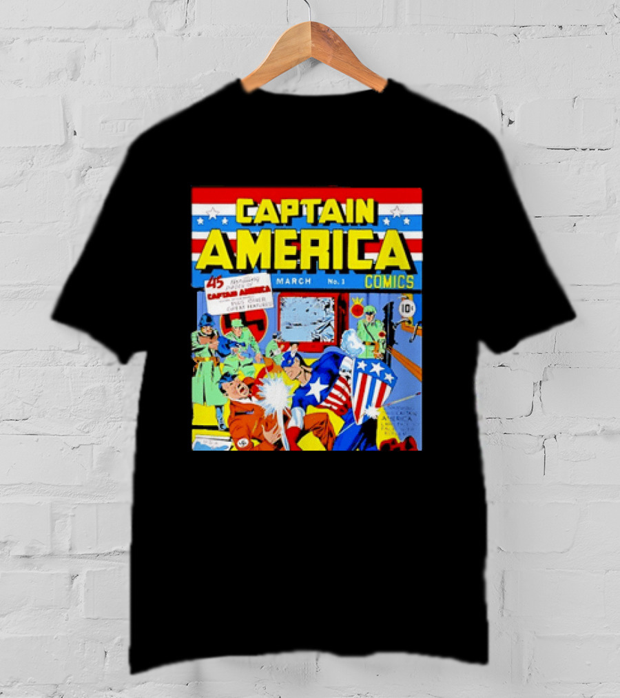 Captain America Comics March No 1 Smashing Thru Hitler Issue Cover 1941 T-Shirt