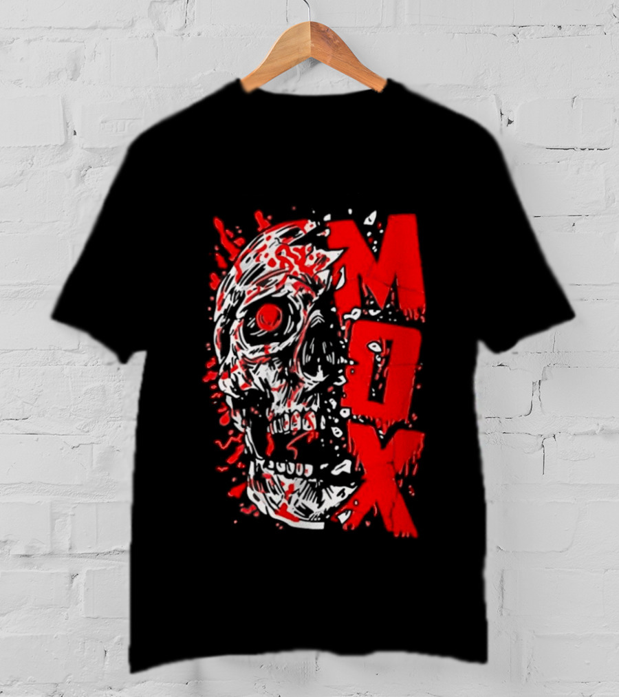 Creepy Zombie Skull MOX Red Splatter T-Shirt