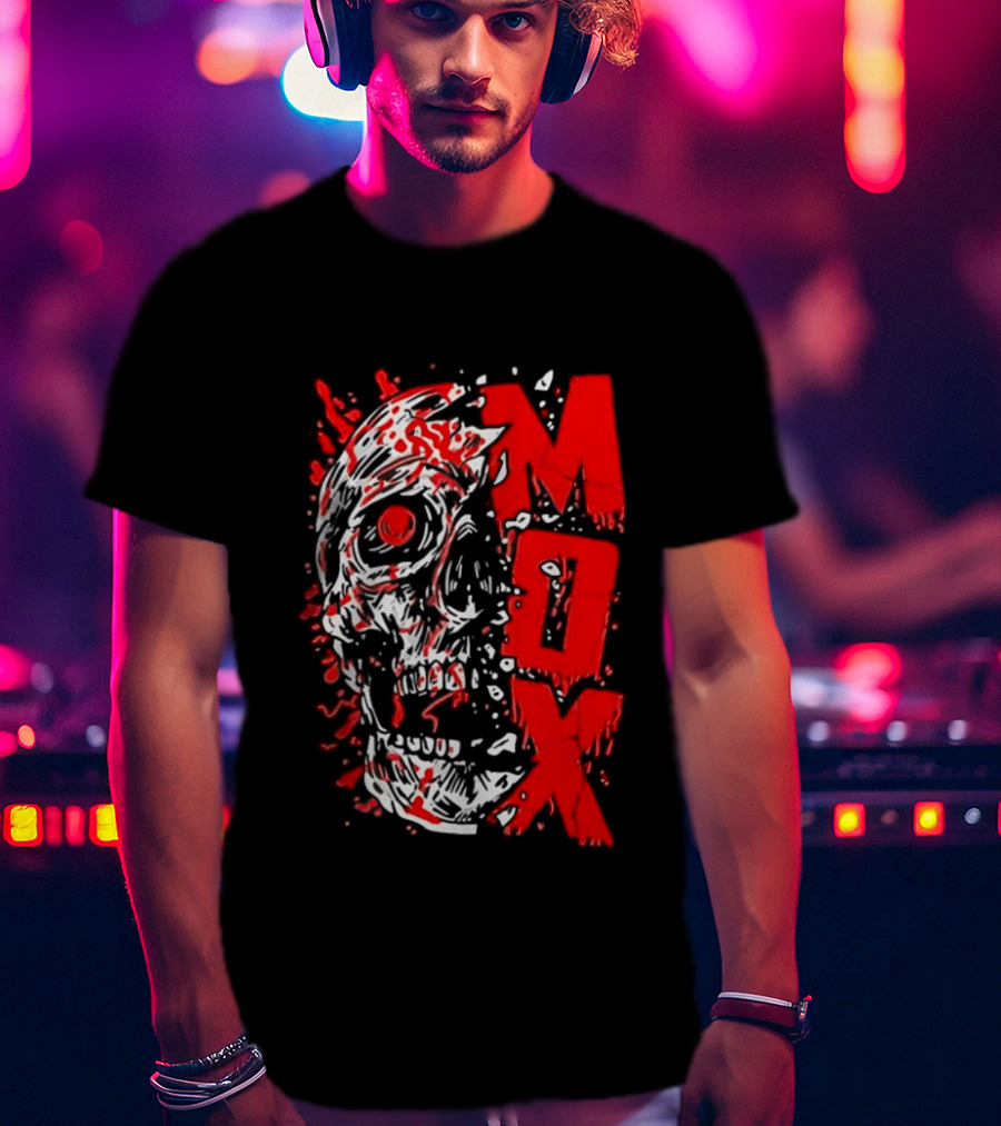 Creepy Zombie Skull MOX Red Splatter T-Shirt