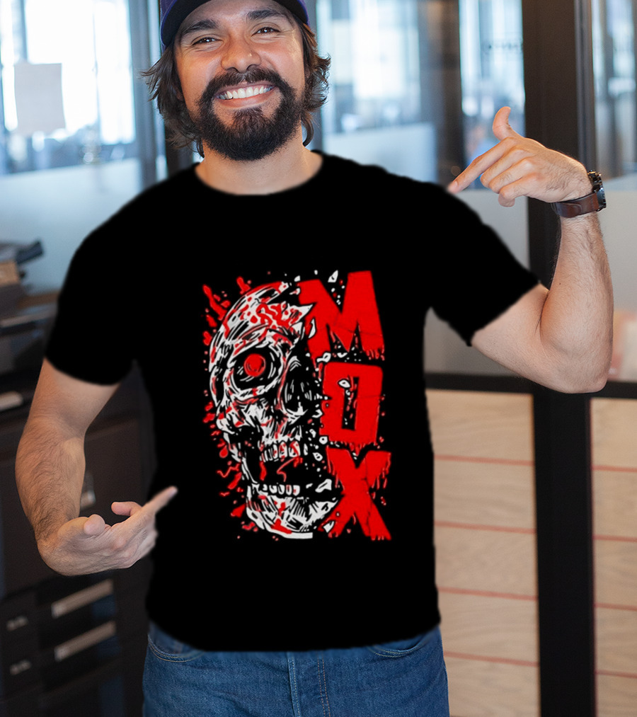 Creepy Zombie Skull MOX Red Splatter T-Shirt