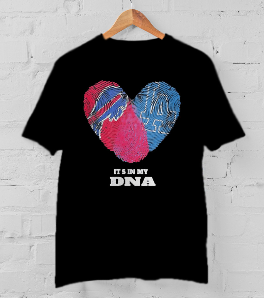 Buffalo Bills Los Angeles Dodgers It's In My DNA Fingerprint Heart T-Shirt