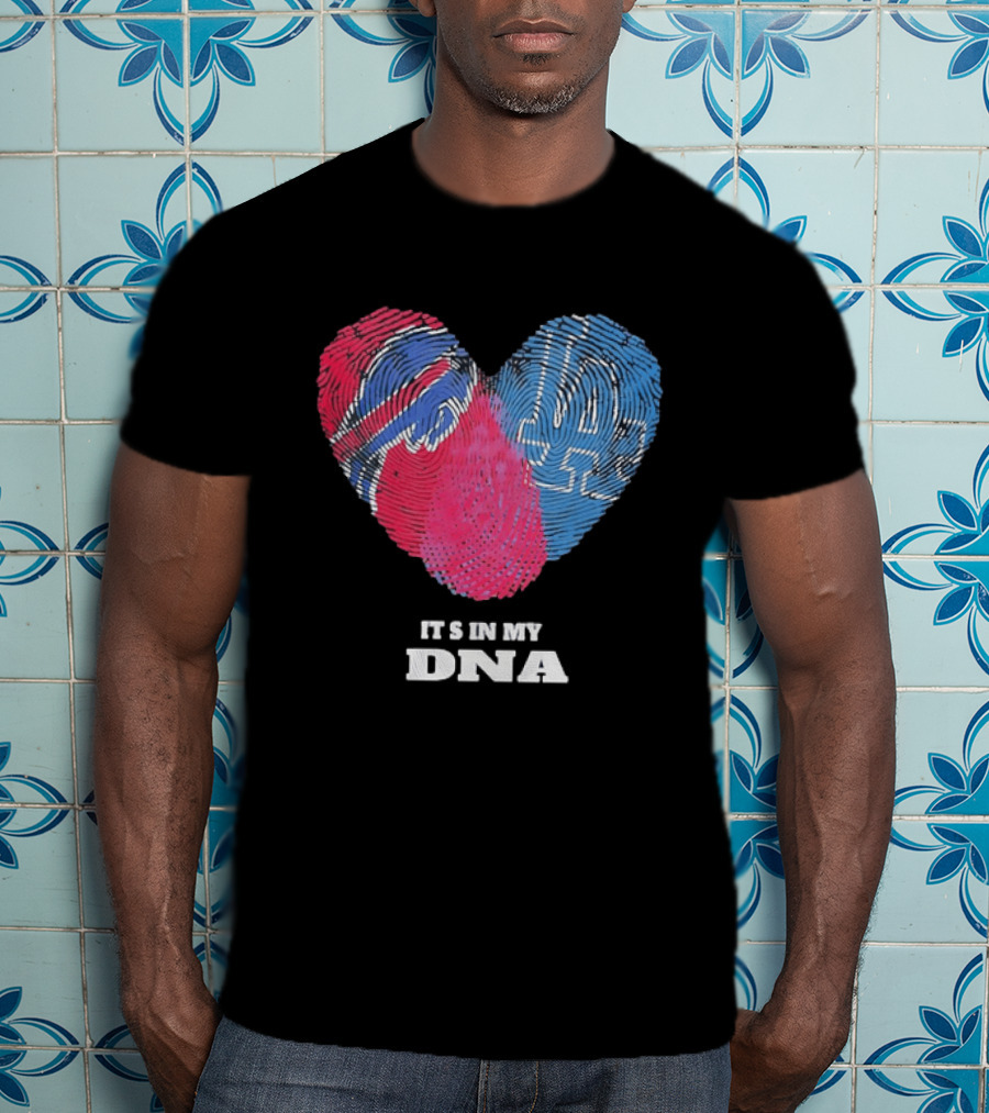 Buffalo Bills Los Angeles Dodgers It's In My DNA Fingerprint Heart T-Shirt