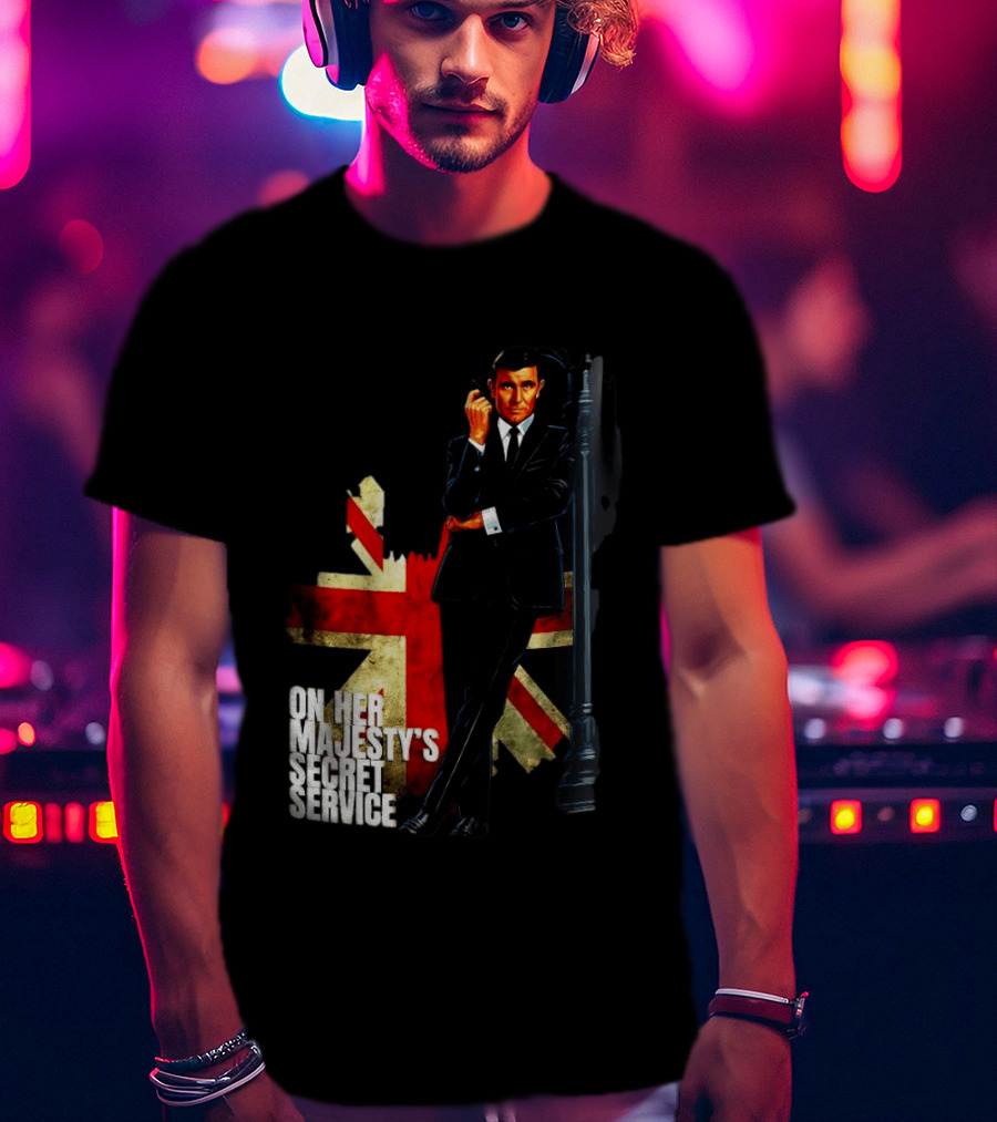 James Bond On Her Majesty's Secret Service British Flag Spy T-Shirt