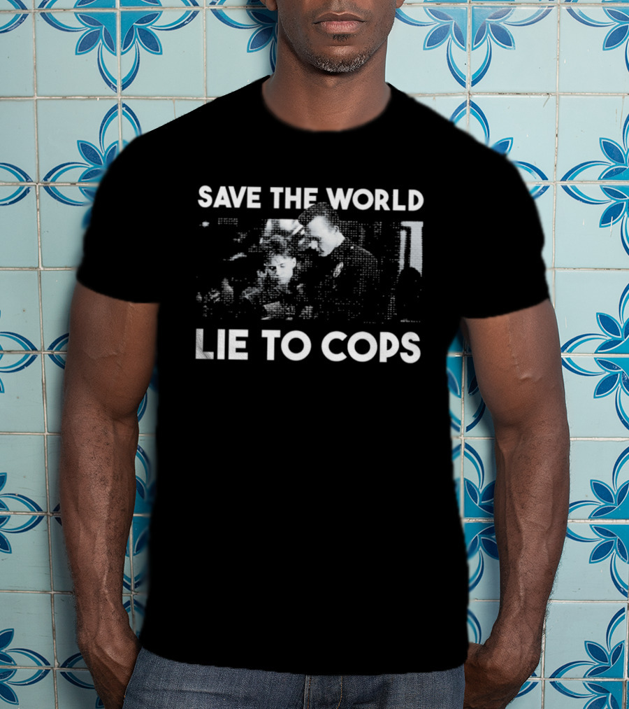 Edward Furlong Robert Patrick Save The World Lie To Cops Halftone T-Shirt