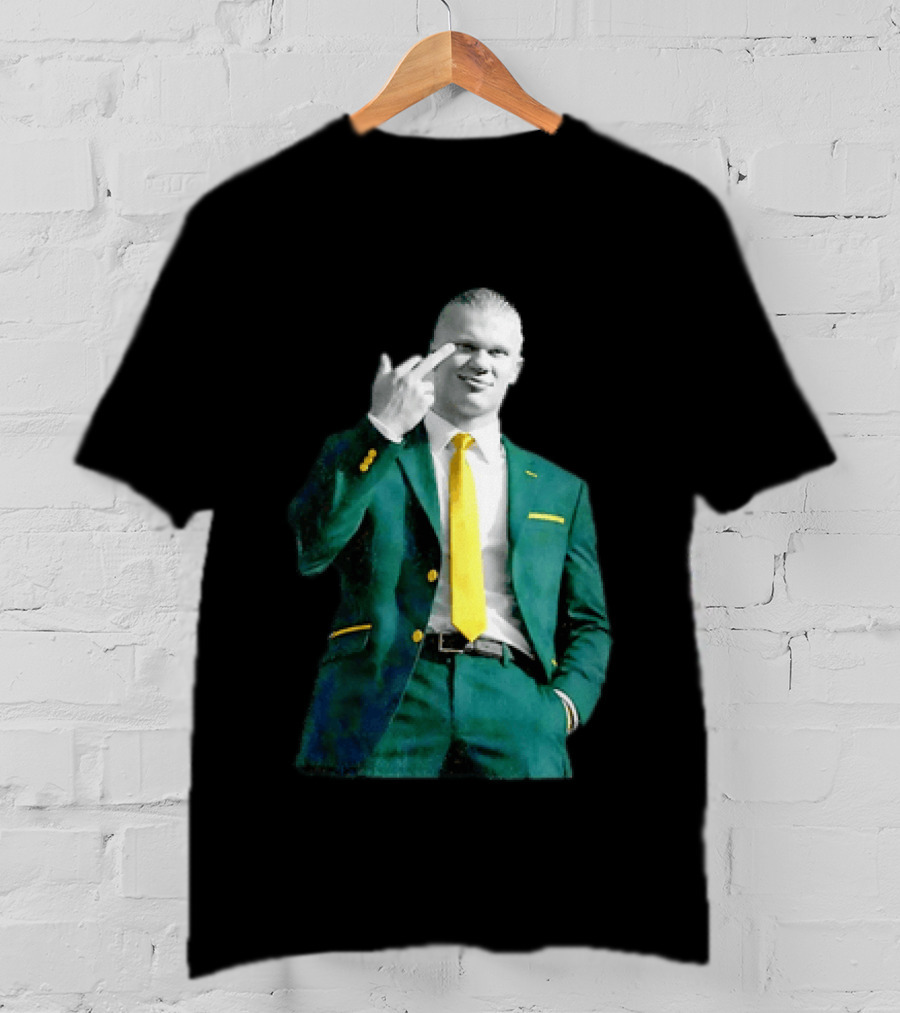 Erling Haaland Green Suit Yellow Tie Manchester City T-Shirt