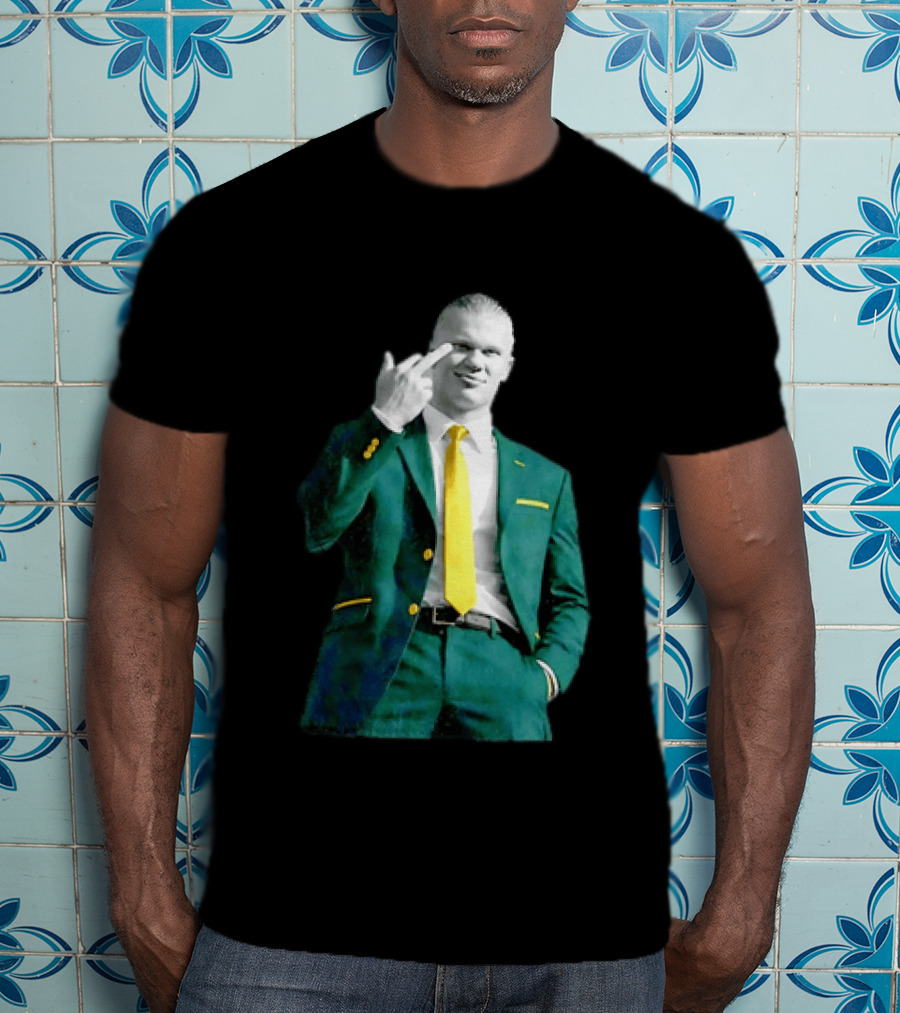 Erling Haaland Green Suit Yellow Tie Manchester City T-Shirt