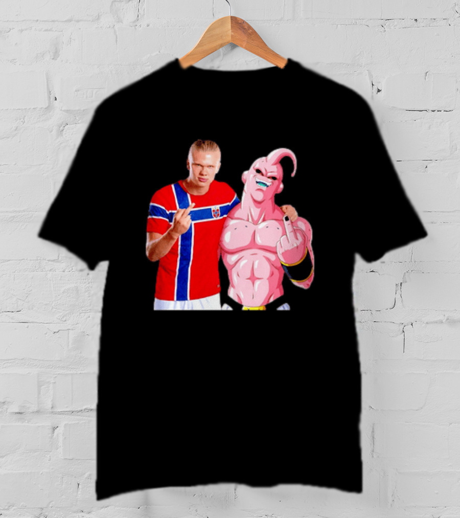 Erling Haaland Norway Majin Buu Middle Finger Cartoon Collaboration T-Shirt