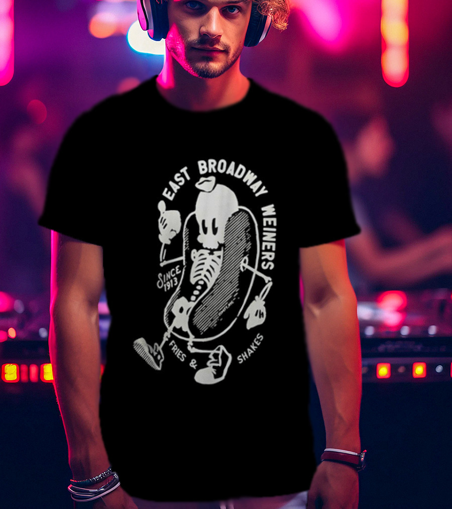 Since 1913 Skeleton Giving Thumbs Up East Broadway Weiners Fries Shakes T-Shirt