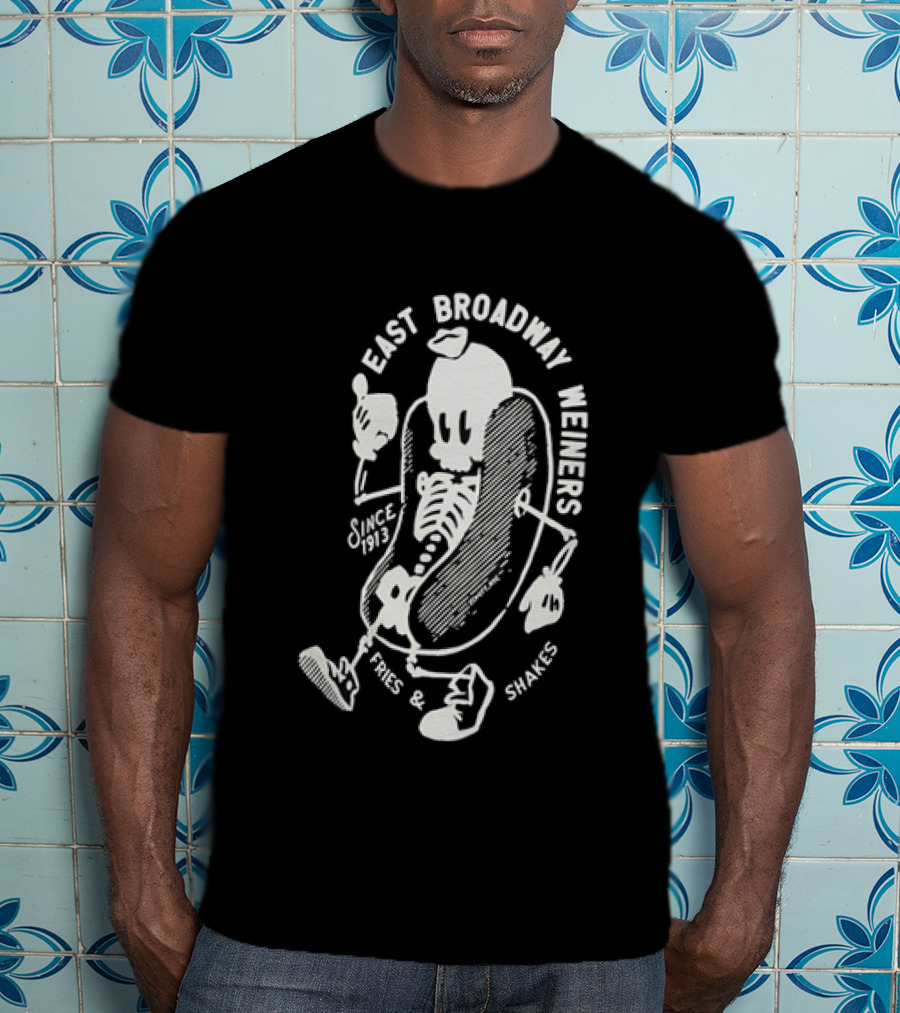 Since 1913 Skeleton Giving Thumbs Up East Broadway Weiners Fries Shakes T-Shirt