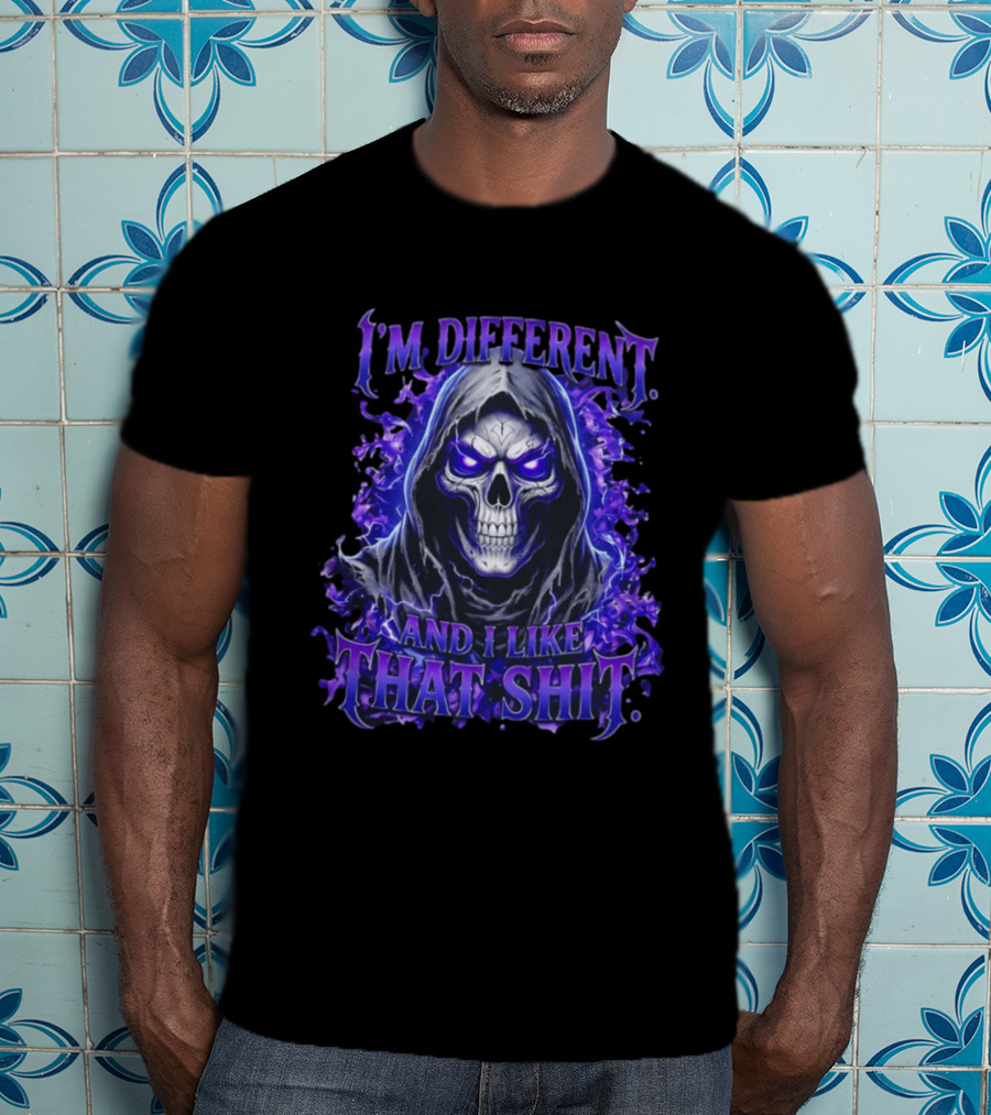 I'm Different Skeleton Hooded Reaper Purple Glow T-Shirt
