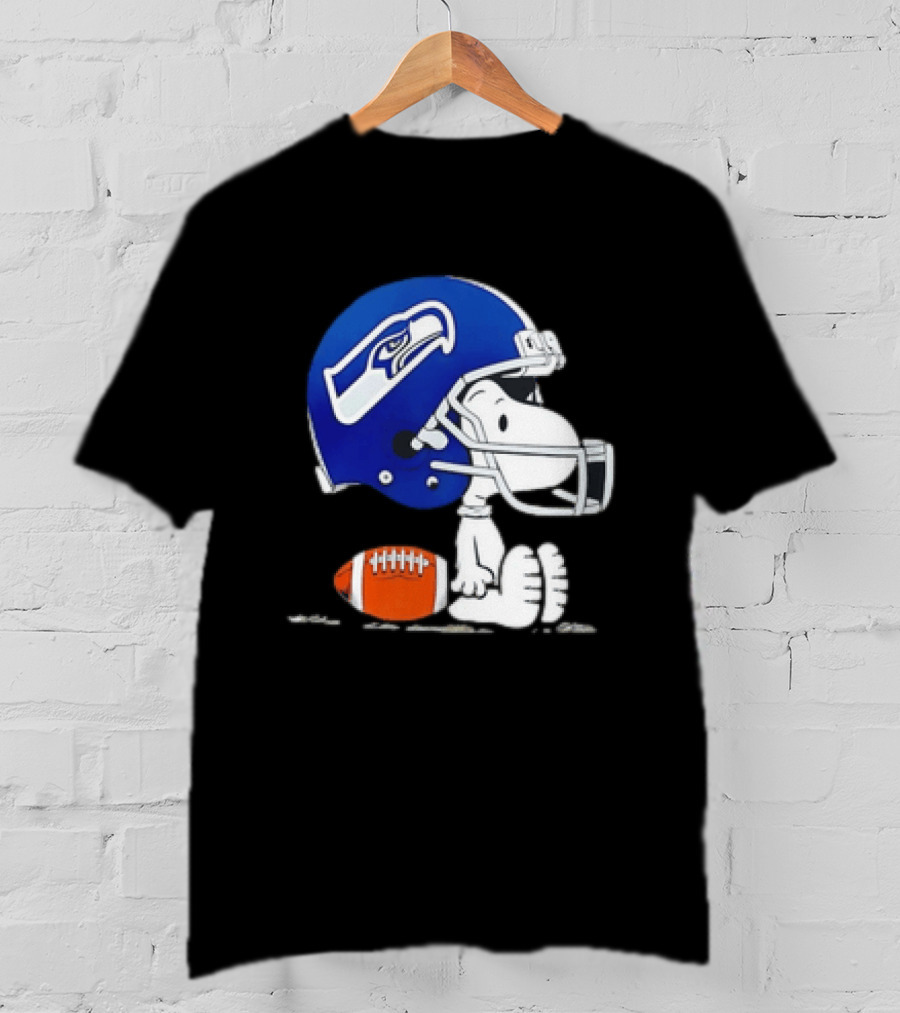 Snoopy Seattle Seahawks Football Helmet Collaboration T-Shirt