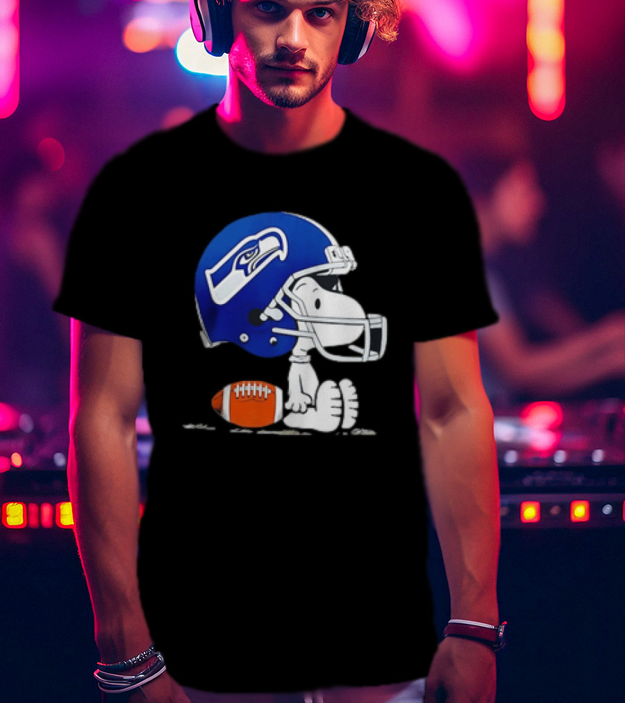Snoopy Seattle Seahawks Football Helmet Collaboration T-Shirt