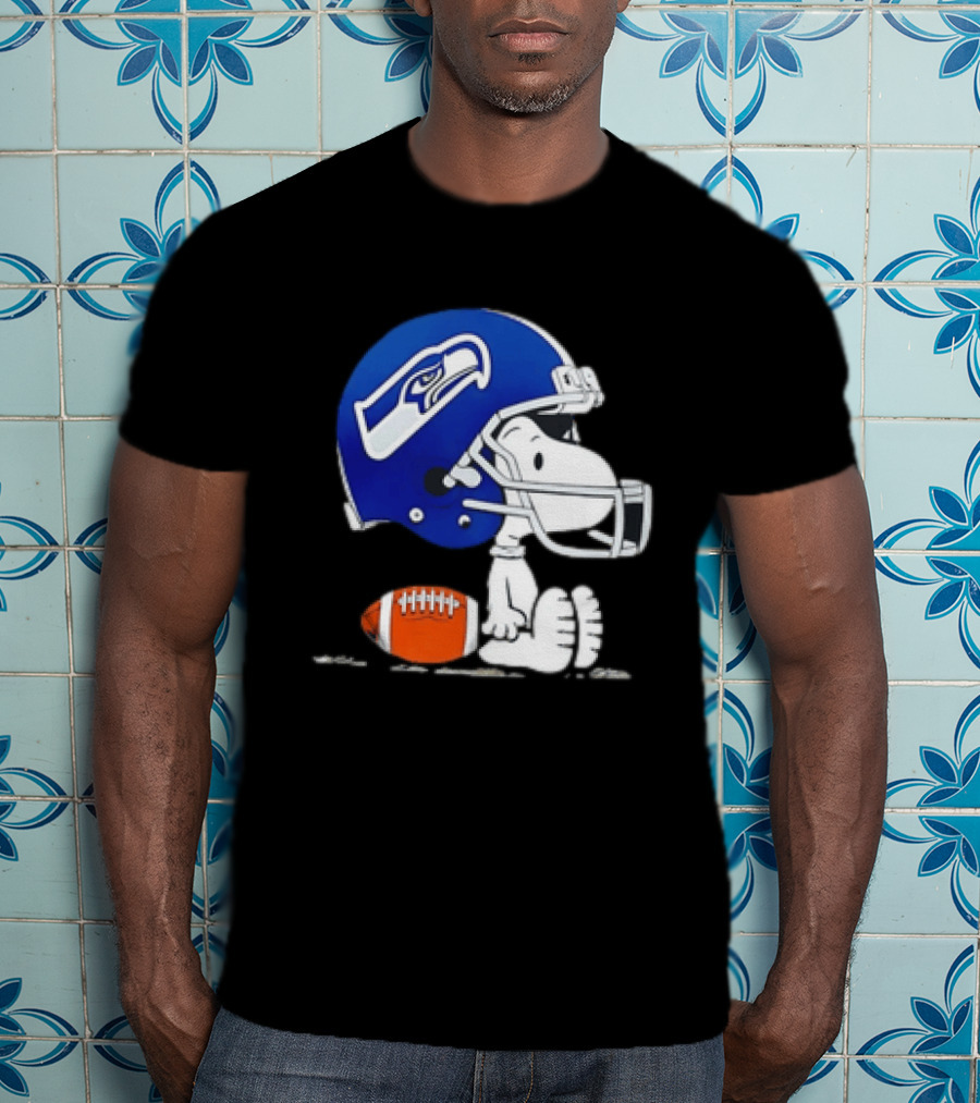 Snoopy Seattle Seahawks Football Helmet Collaboration T-Shirt