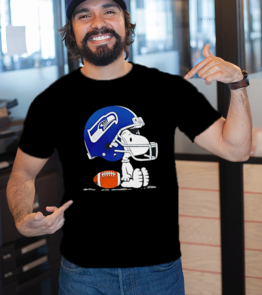 Snoopy Seattle Seahawks Football Helmet Collaboration T-Shirt
