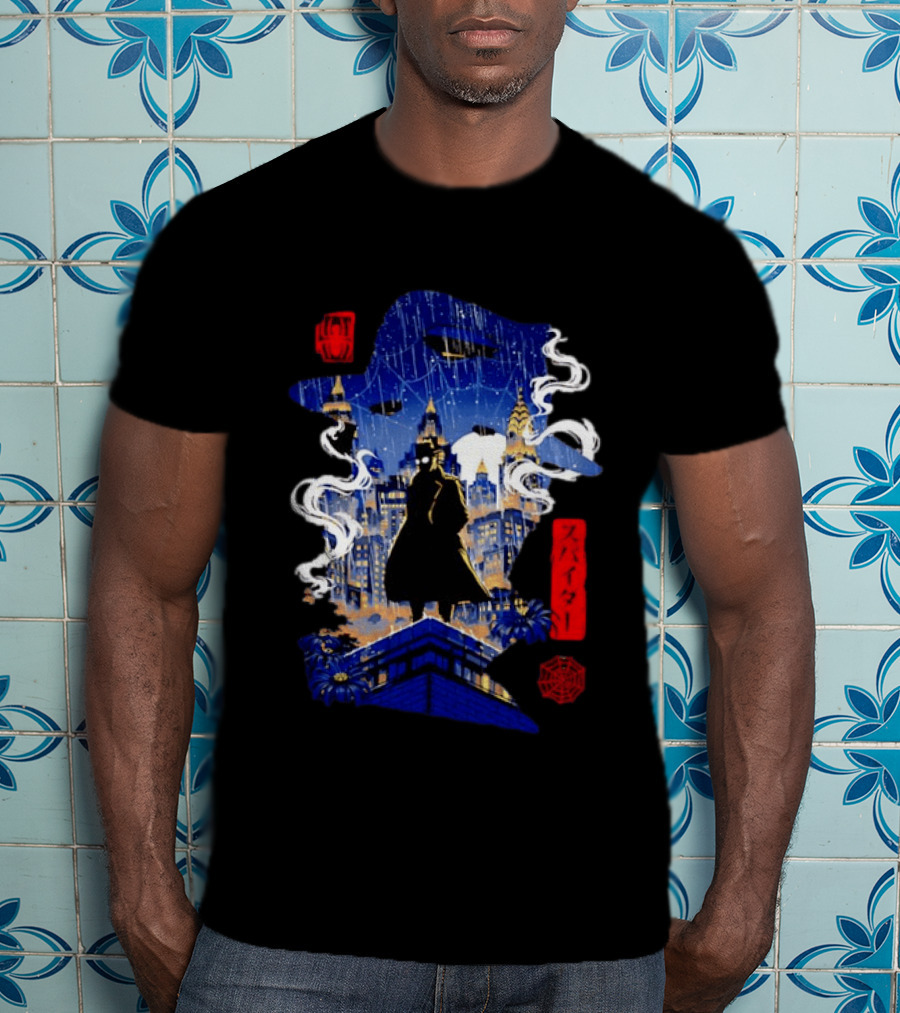 Spider Man Noir Marvel Spider Verse Cityscape Japanese T-Shirt