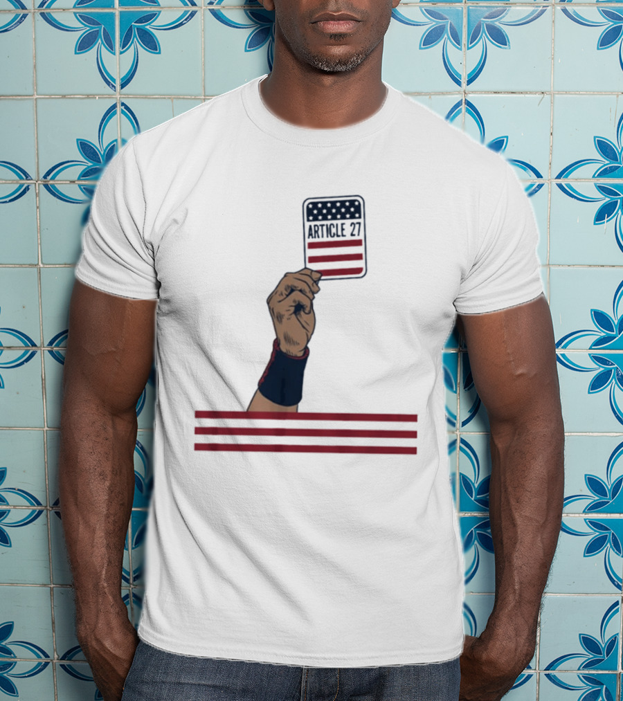 Article 27 USA Hand Constitution American Flag T-Shirt