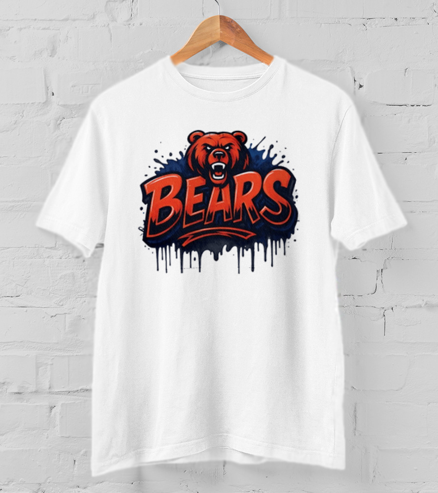 Chicago Bears Graffiti Style Vintage Bold Text Bear Head T-Shirt