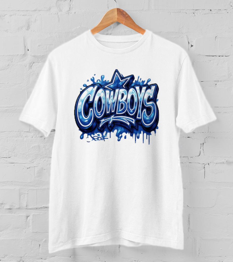 Dallas Cowboys Graffiti Style With Star And Blue Drips T-Shirt