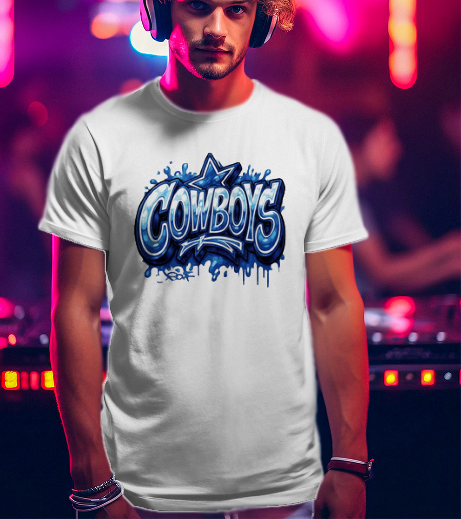 Dallas Cowboys Graffiti Style With Star And Blue Drips T-Shirt
