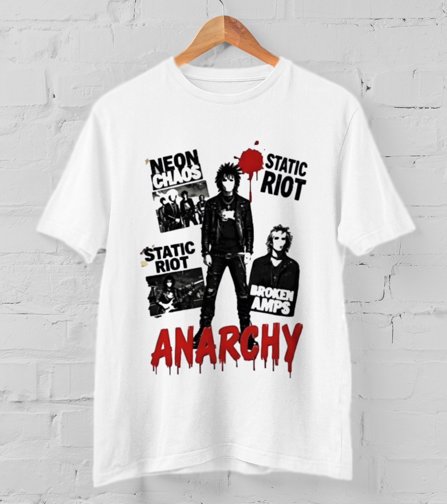 Neon Chaos Static Riot Broken Amps Anarchy Punk Rock Musician T-Shirt