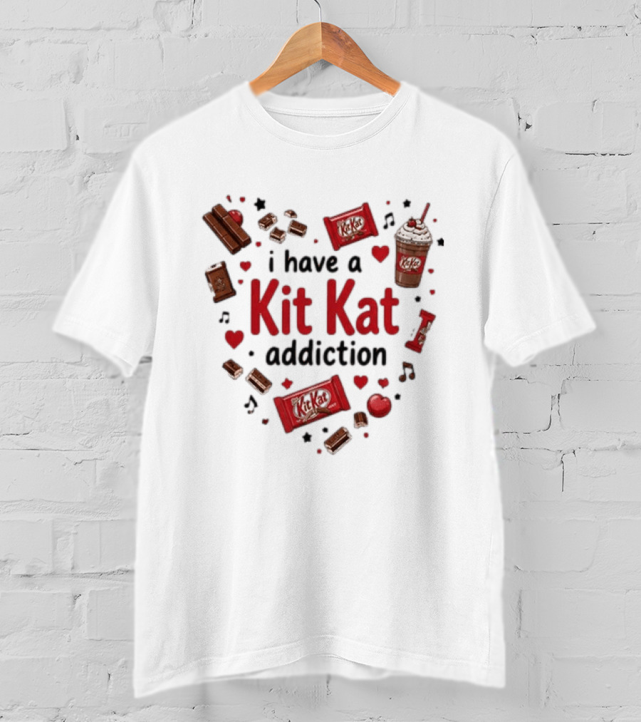 Heartbeat Love For Kit Kat Addiction Chocolate Lovers T-Shirt