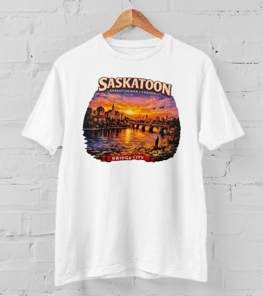 Saskatoon Saskatchewan Canada Sunset Bridge City T-Shirt