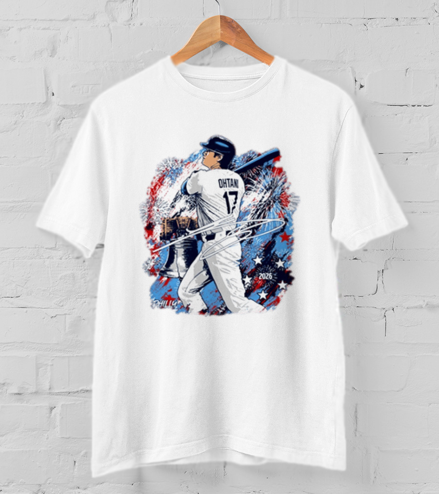 Shohei Ohtani 17 Philadelphia 2026 Liberty Bell Fireworks Stars T-Shirt