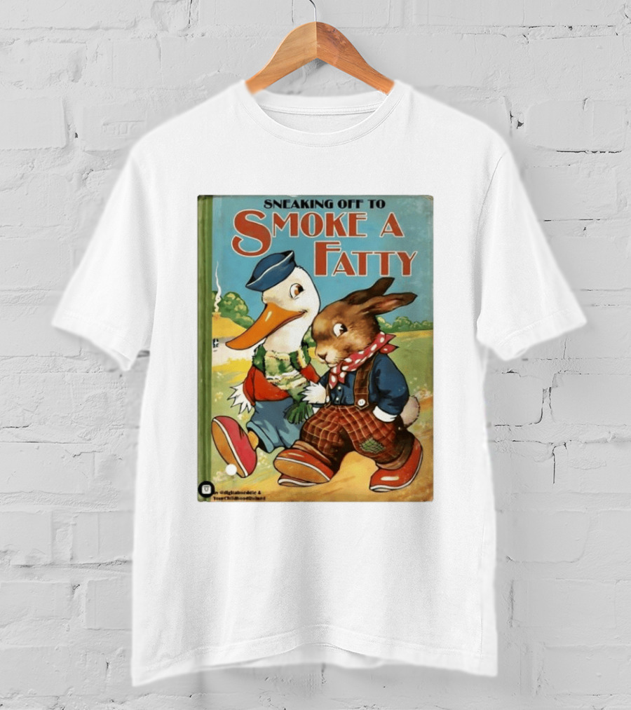 Sneaking Off To Smoke A Fatty Anthropomorphic Duck Rabbit Book Cover T-Shirt
