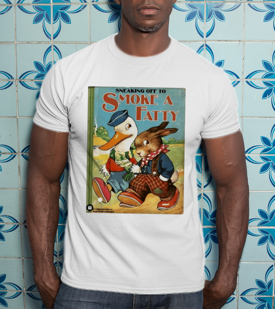 Sneaking Off To Smoke A Fatty Anthropomorphic Duck Rabbit Book Cover T-Shirt