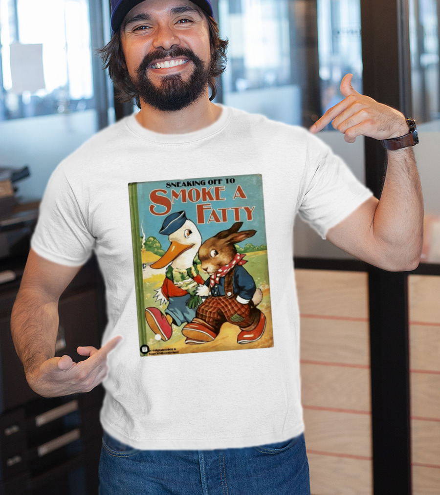 Sneaking Off To Smoke A Fatty Anthropomorphic Duck Rabbit Book Cover T-Shirt