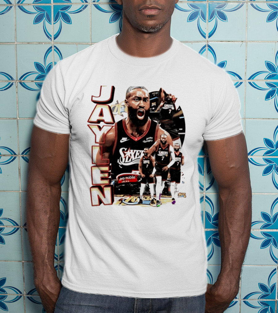 Jaylen Brown Nike 76ers Number 7 Bootleg Collage T-Shirt