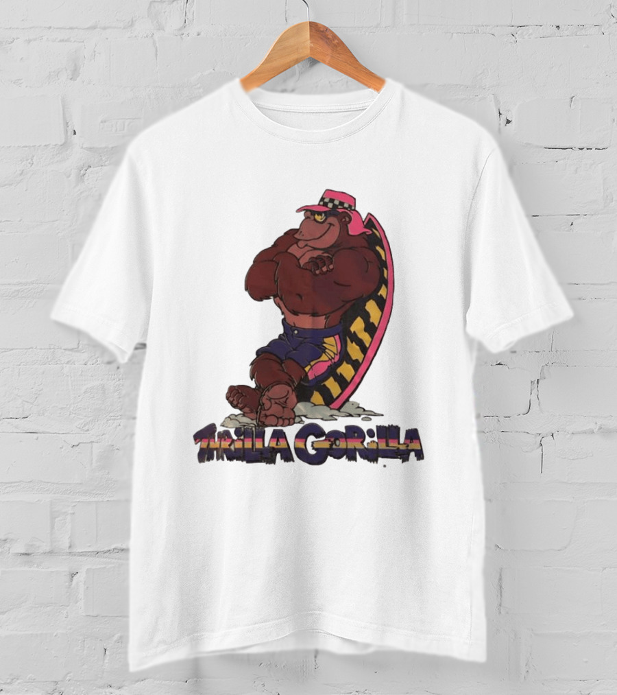 Thrilla Gorilla Town And Country Surf Checkered Hat Surfboard T-Shirt