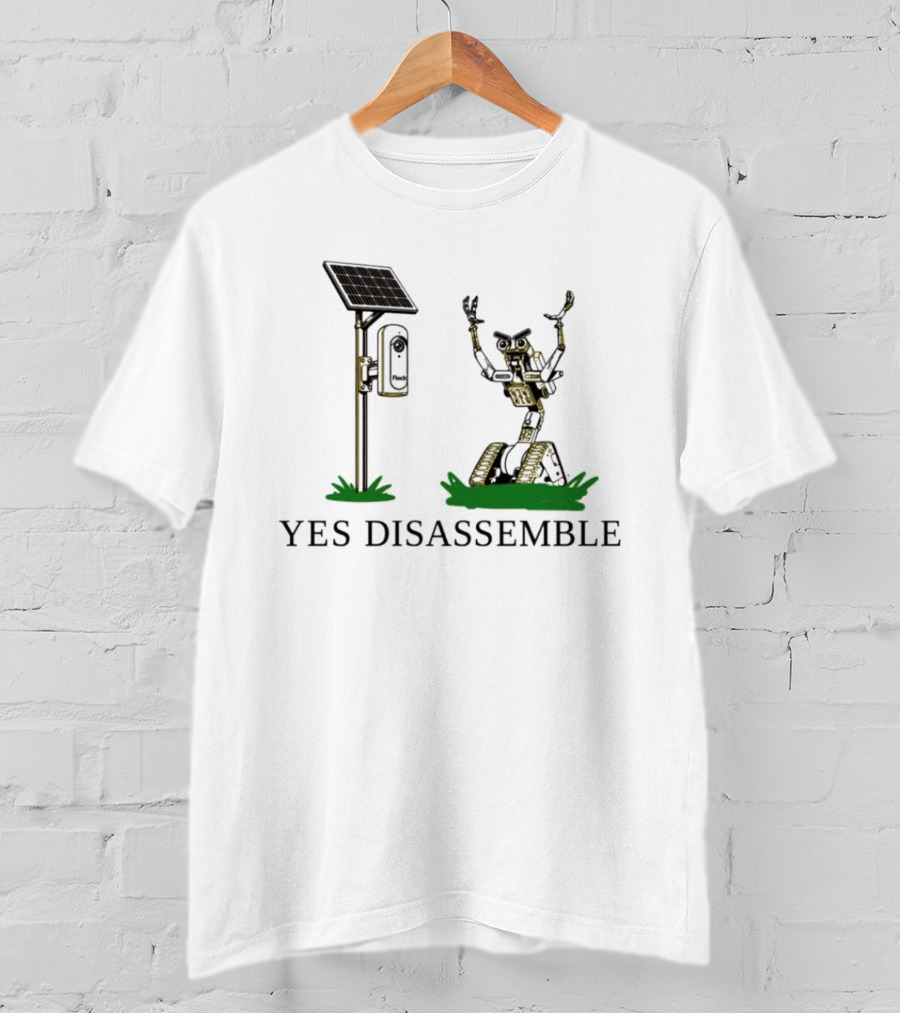 Johnny Five Yes Disassemble Robot Short Circuit Solar Panel T-Shirt