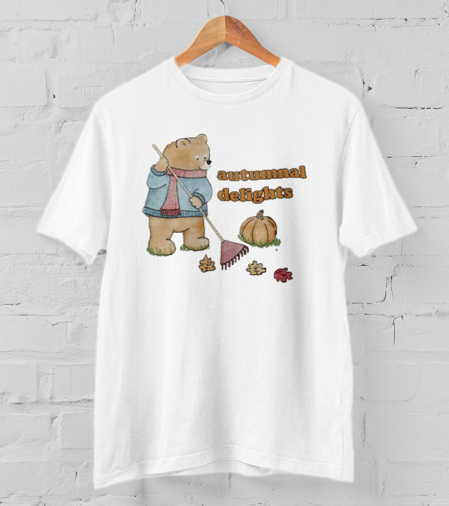 Winnie The Pooh Sorry I'm Busy Yearning For Autumnal Delights Pumpkin And Leaves T-Shirt