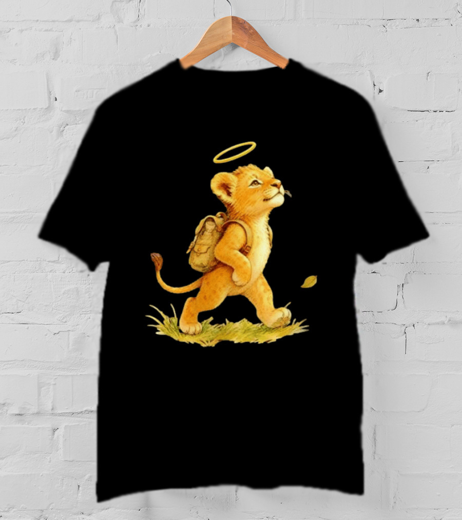 Baby Lion Cub With Halo And Backpack Heading To School T-Shirt