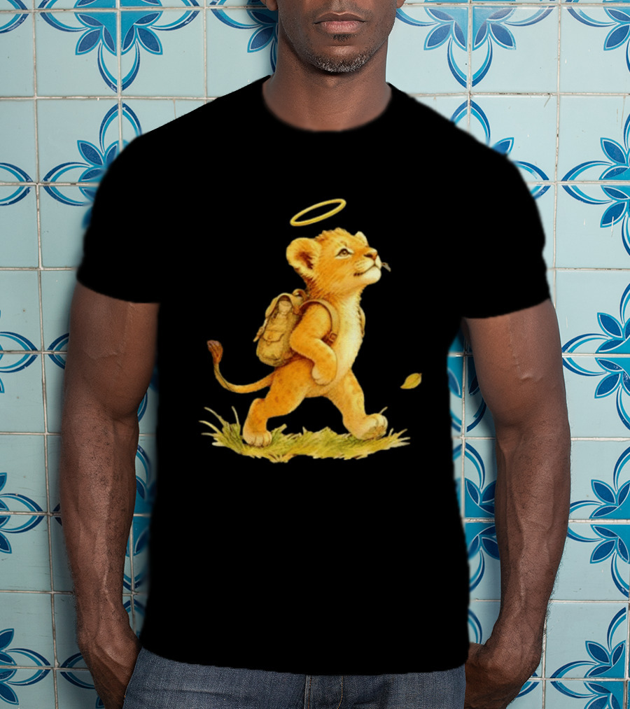 Baby Lion Cub With Halo And Backpack Heading To School T-Shirt