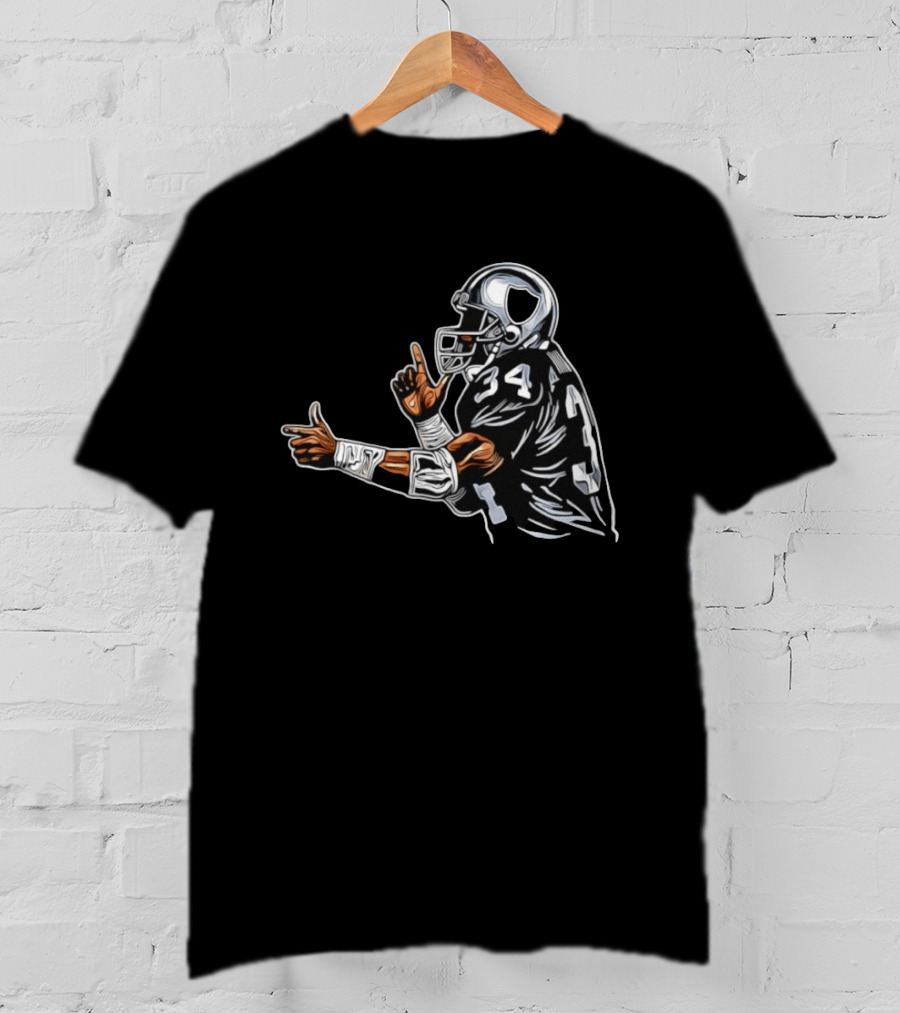 Bo Jackson 34 Las Vegas Raiders Finger Gun Celebration T-Shirt
