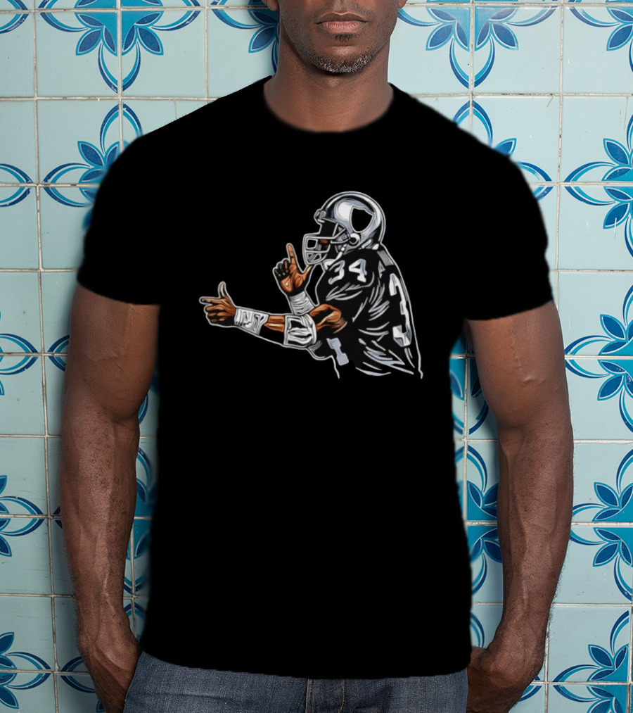 Bo Jackson 34 Las Vegas Raiders Finger Gun Celebration T-Shirt